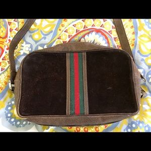 GUCCI VINTAGE LEATHER/SUEDE CROSS BODY BAG